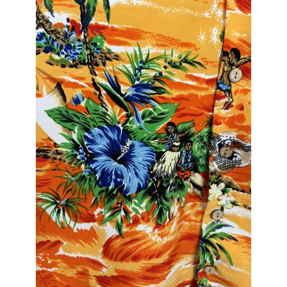 Kennington Royal Hawaiian Hula Girl Surfer Boy Men's L‎ Aloha Camp Rayon Spooner - Picture 6 of 10